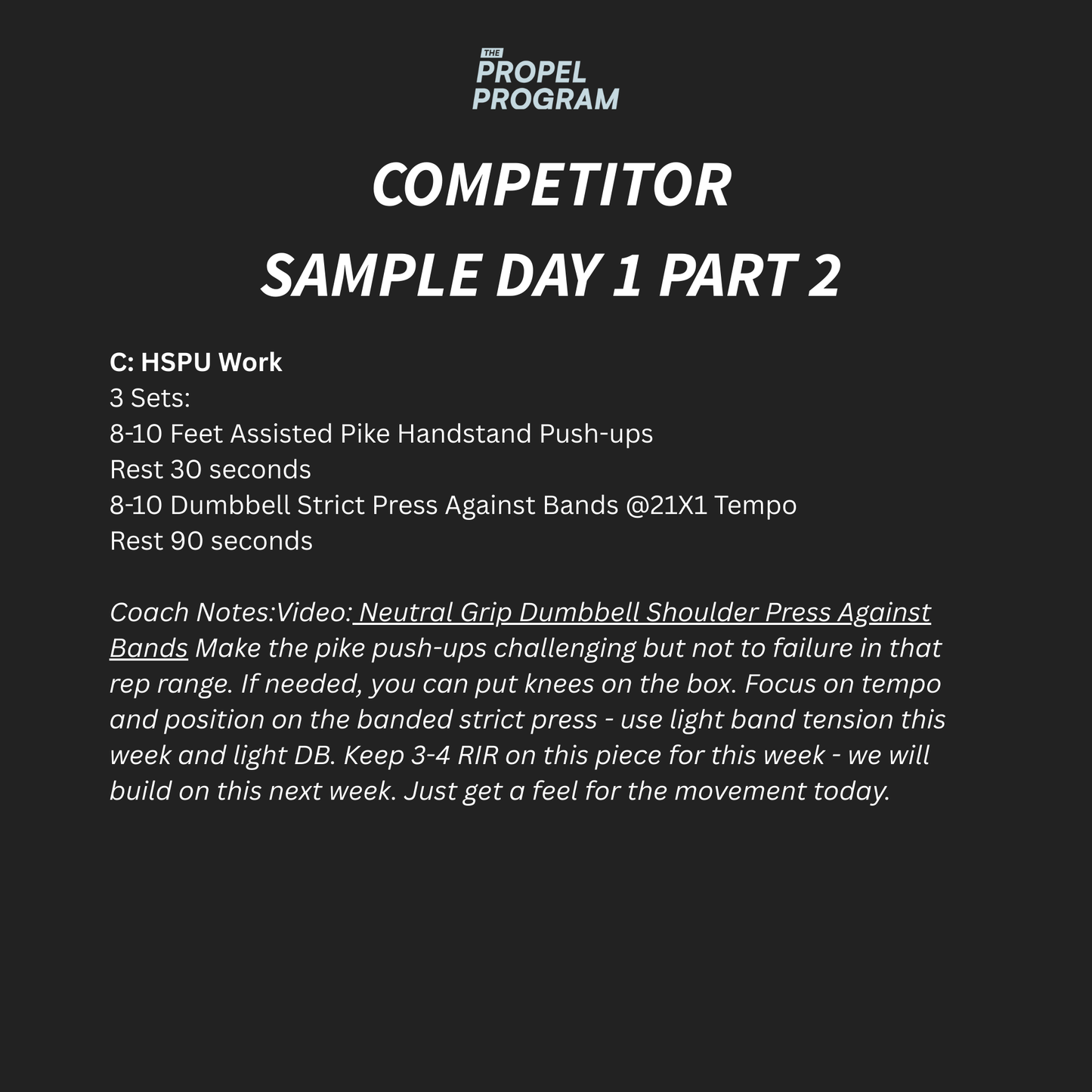 Propel Competitor Program