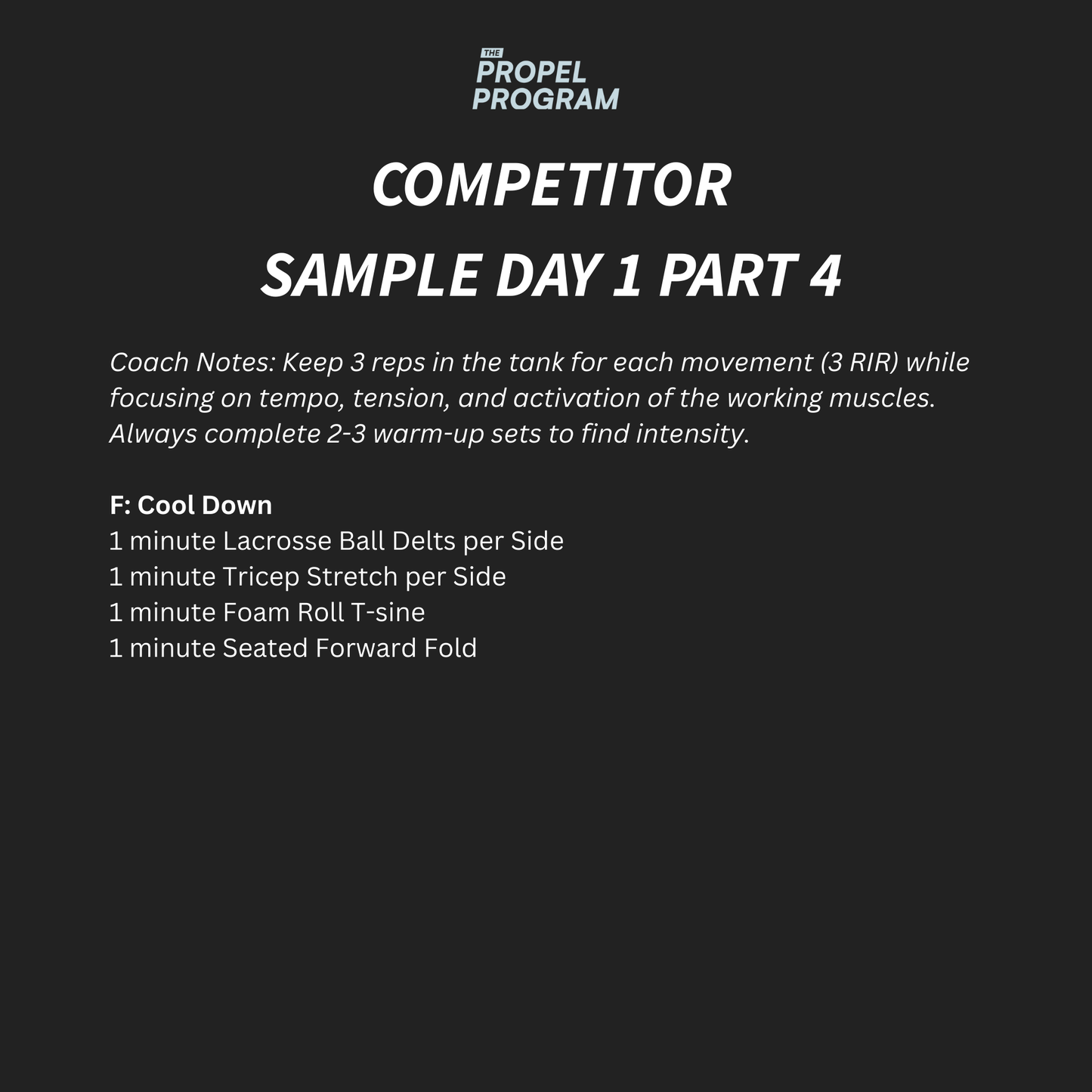 Propel Competitor Program