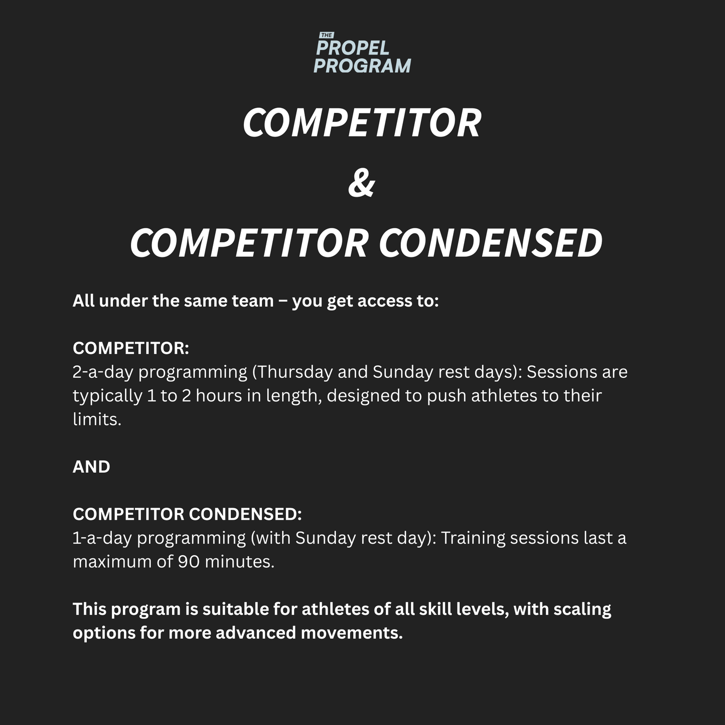 Propel Competitor Program